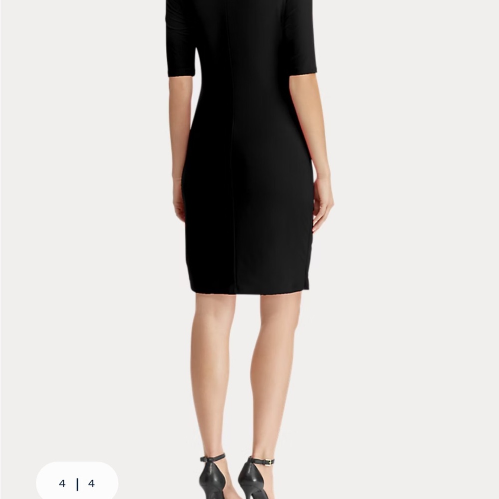 Ralph Lauren Black Cowl-Neck Midi Sheath Dress - Picture 4 of 7